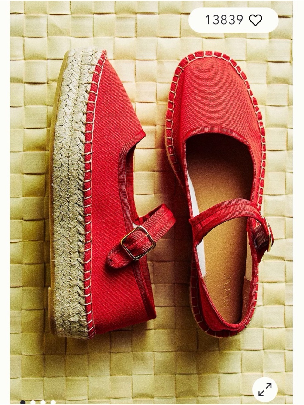 Anthropologie Maeve Red Canvas Espadrille Mary Jane Flats
